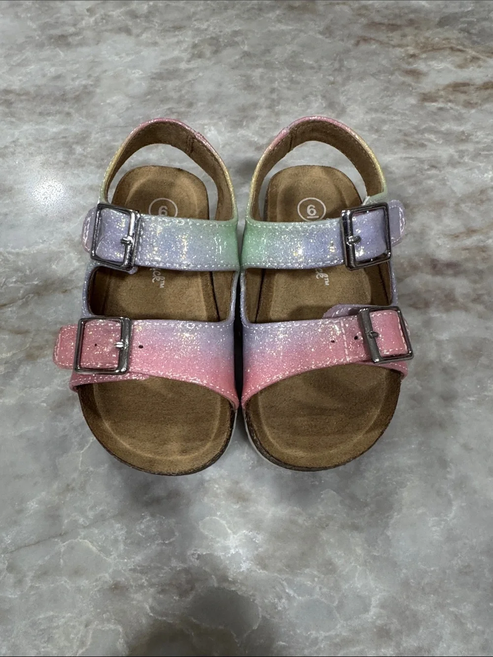 Cat & Jack Kids Glitter Ombre Buckle Sandals - Pink Purple Green